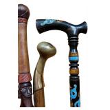 Set of Vintage Hand-Carved Walking Sticks