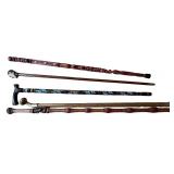 Set of Vintage Hand-Carved Walking Sticks