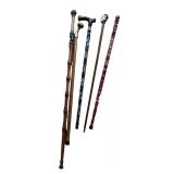 Set of Vintage Hand-Carved Walking Sticks