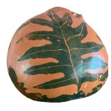 Handcrafted Hawaiian Gourd Art with Leaf Motif