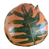 Handcrafted Hawaiian Gourd Art with Leaf Motif