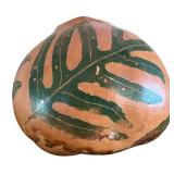 Handcrafted Hawaiian Gourd Art with Leaf Motif
