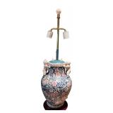 Vintage Oriental Vase Lamp with Porcelain Child Figures