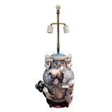 Vintage Oriental Vase Lamp with Porcelain Child Figures