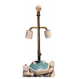 Vintage Oriental Vase Lamp with Porcelain Child Figures