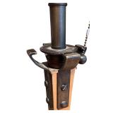 Vintage Brass and Wood Floor Lamp Base with Double Sockets