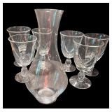 Collection of Elegant Glassware Including Stemware and Carafe