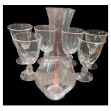 Collection of Elegant Glassware Including Stemware and Carafe
