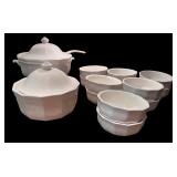 Vintage White Ceramic Soup Tureens with Bowls Set