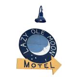 Vintage Lazy Ole Moon Motel Wood Sign with Decorative Lamp