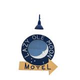Vintage Lazy Ole Moon Motel Wood Sign with Decorative Lamp