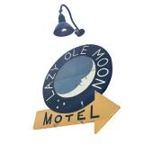 Vintage Lazy Ole Moon Motel Wood Sign with Decorative Lamp