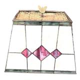 Stained Glass Table Lamp with Wooden Base