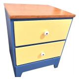Set of 2 Colorful Two-Drawer Nightstands with Wood Tops