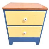 Set of 2 Colorful Two-Drawer Nightstands with Wood Tops