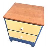 Set of 2 Colorful Two-Drawer Nightstands with Wood Tops