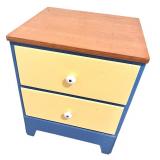 Set of 2 Colorful Two-Drawer Nightstands with Wood Tops
