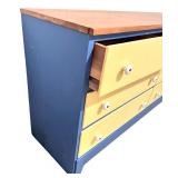 6-Drawer Wooden Dresser with Blue and Yellow Finish