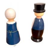 Vintage Swedish Allan Flick Wooden Bottle Opener Dolls Pair
