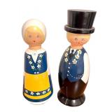 Vintage Swedish Allan Flick Wooden Bottle Opener Dolls Pair