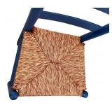 Blue Ladderback Chair with Woven Rush Seat