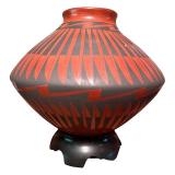 Handcrafted Southwest Style Pottery Vase with Geometric Design By Mata Ortiz