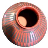 Handcrafted Southwest Style Pottery Vase with Geometric Design By Mata Ortiz