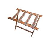Wooden Folding Luggage Rack with Floral Woven Straps