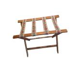 Wooden Folding Luggage Rack with Floral Woven Straps