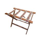Wooden Folding Luggage Rack with Floral Woven Straps