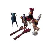 Collection of Global Folk Art Figures and Handcrafted Serving Utensils