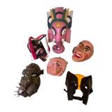 Collection of 6 Decorative and Vintage Masks Assorted Materials