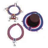 Set of 3 Maasai Beaded Collar Necklaces with Metal Accents
