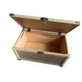Wicker and Wood Storage Trunk with Metal Accents