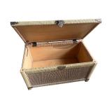 Wicker and Wood Storage Trunk with Metal Accents