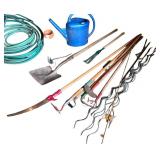 Extensive Gardening Tool Set with Water Hoses and Pottery Supplies