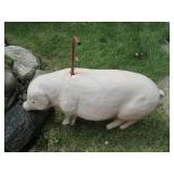 Cement sitting pig garden statue pl... Cement sitting pig garden statue pl...