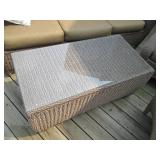 Wicker Patio Couch, coffee table, t... Wicker Patio Couch, coffee table, t...