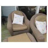 Wicker Patio Couch, coffee table, t... Wicker Patio Couch, coffee table, t...