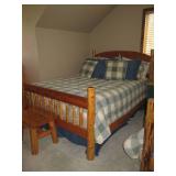 Queen size log wood bed with beddin... Queen size log wood bed with beddin...