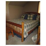 Queen size log wood bed with beddin... Queen size log wood bed with beddin...