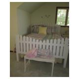 Queen size wood white picket fence ... Queen size wood white picket fence ...