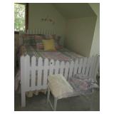 Queen size wood white picket fence ... Queen size wood white picket fence ...