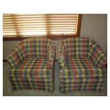 Pair of Colorful Plaid barrel back ... Pair of Colorful Plaid barrel back ...