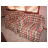 Pair of Colorful Plaid barrel back ... Pair of Colorful Plaid barrel back ...