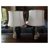 Pair of antique Bronze Tone lamps w... Pair of antique Bronze Tone lamps w...
