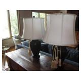 Pair of antique Bronze Tone lamps w... Pair of antique Bronze Tone lamps w...