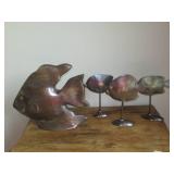 Bronze tone 11in fish statue decor ... Bronze tone 11in fish statue decor ...