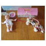 Covered tote containing a variety o... Covered tote containing a variety o...