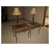 Matching pair of metal framed stone... Matching pair of metal framed stone...